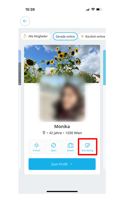 Kein-Dating und Dating-Symbol bei GemeinsamErleben