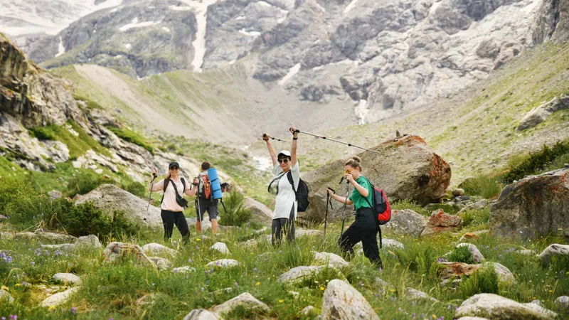 Vier Frauen beim Wandern