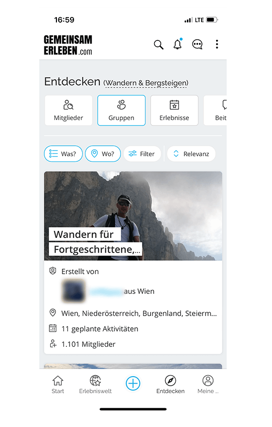 Anleitung Wandergruppe finden